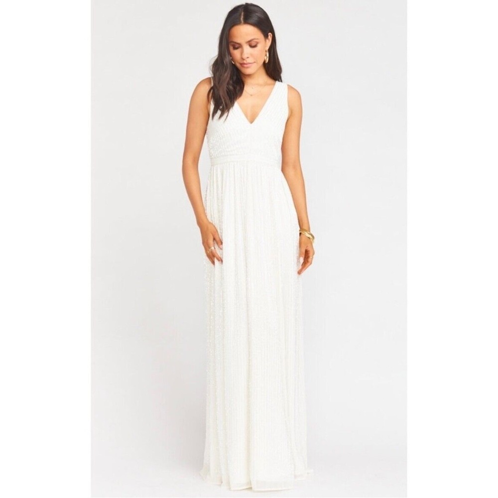show me your mumu grace maxi dress ivory white beaded, women size small